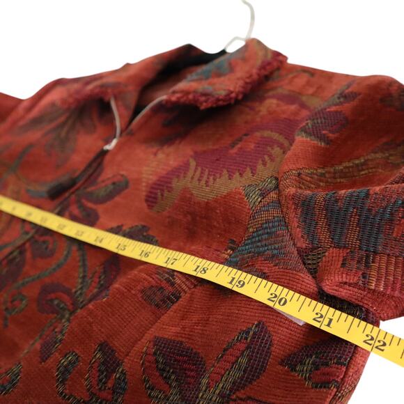 Requirements Womens Vintage Floral Tapestry Blazer Jacket Size 14 Zip Up Fringe - Picture 10 of 12